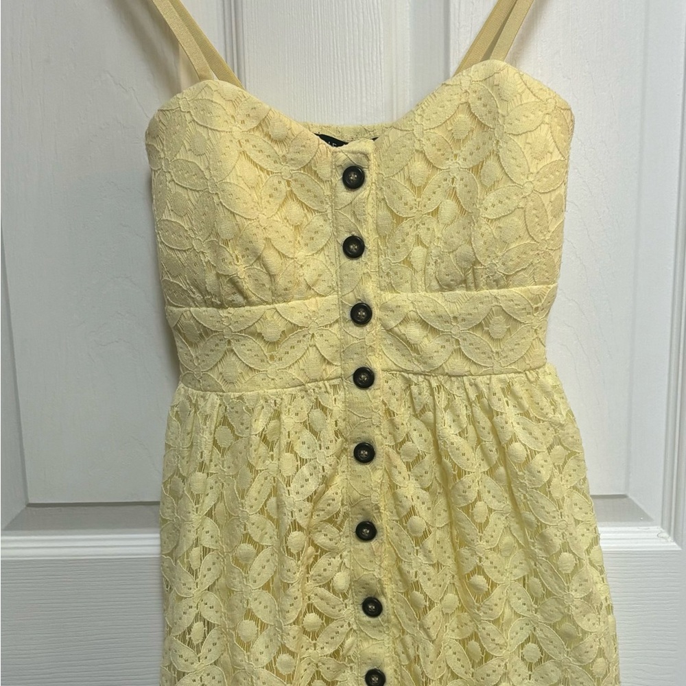 ☀️Yellow Lace Button-Down Dress Spring/Summer